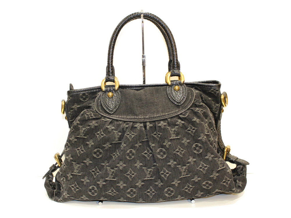 Louis Vuitton Cabby Bag Noir LV Neo Black Denim Handbag Tote Monogram